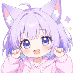 パープルパーカーの狐の女の子スタンプ