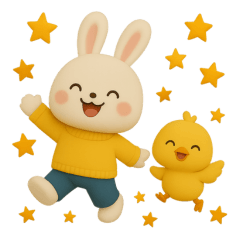 可愛い3D白うさぎ（秋）