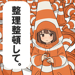 橙縞コン子の現場職人用スタンプ