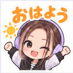 紫のヘッドホントリマーのスタンプ