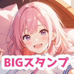 ベッドのセーラー服の女の子BIGスタンプ