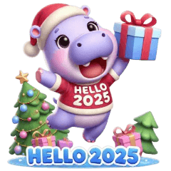 Hippo happy New year (2025) Big Sticker