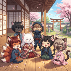 ゆるかわ和風ねこスタンプ（日常会話）