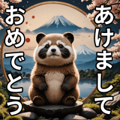 まんまる狸のあけおめスタンプ(再販)