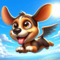 Flying Cute Dog Fun Stickers