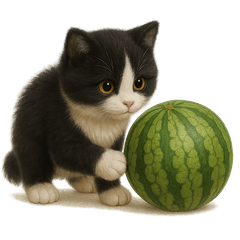 夏気分♪ハチワレ猫ぬいぐるみスタンプ