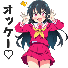 レッドセーラー服の美少女スタンプ