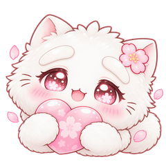 ふわふわ白猫と桜