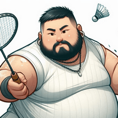 Chubby Daddy Playing Badminton