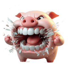 怒れるピンクブタ