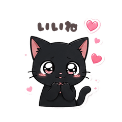 かわいい黒猫ユニークスタンプ