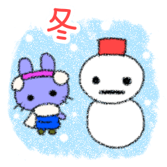 藍色うさぎ⭐︎毎年使える冬のスタンプ