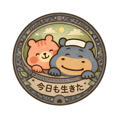 おちびとおでぶのマンホールスタンプ