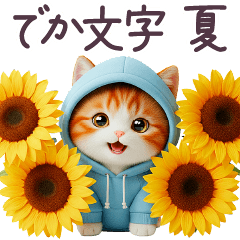 でか文字 ぬいぐるみ パーカーねこ 夏