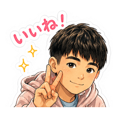 毎日使える男性スタンプ ピンクパーカー