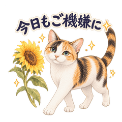 三毛猫ゆずのご機嫌スタンプ1