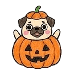 ハロウィンのパグ ゆるかわ仮装