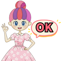 おしゃれなレトロガール【ピンクお団子】