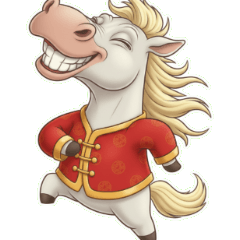 元気いっぱい縁起の良い白馬