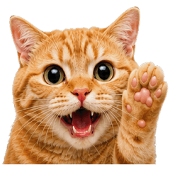 ねこ、リアクションします。