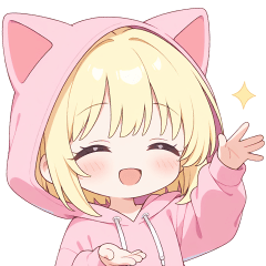 キュート猫耳パーカーな女の子スタンプ