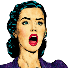 アメコミ風レトロ女子の文字なしスタンプ☆