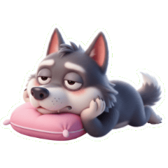 ピンクのブタとオオカミ 泣きそうな顔でし