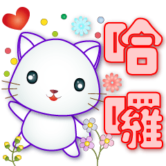 Cute White Cat -- Practical  Greetings