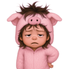 Nong Mina in a piggy costume (No text)