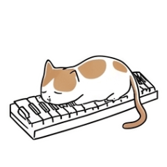 キーボードの上でスヤスヤタイム