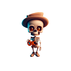 Bone Man Holding a Sign