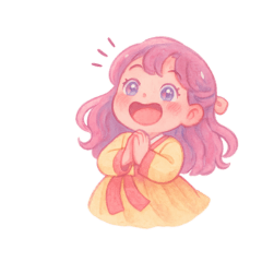 Pink Moodies in hanbok