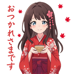 おっとり巫女の日常スタンプ (紅葉編)