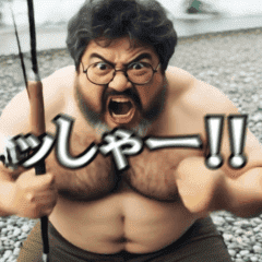動く釣り好き中高年おっちゃんスタンプ1