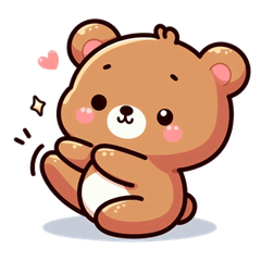 かわいいクマのカートゥーンスタンプで会話