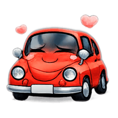 ころんと可愛い♪赤い車のスタンプ