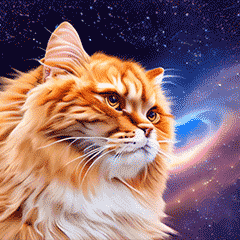 動く！宇宙の中の猫