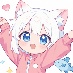 魚と猫の女の子スタンプ