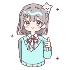 ねこと女の子の日常スタンプ