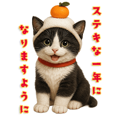 冬を楽しむ♪ハチワレ猫のあったかスタンプ