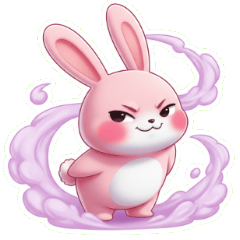 ぽっちゃりピンクうさぎ、ただ寝そべって休