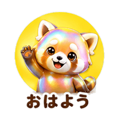 虹色レッサーパンダ 毎日スタンプ