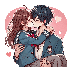 Anime girlfriend boyfriend Couple (Kiss)