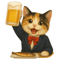 働く三毛にゃんのなりきりスタンプ