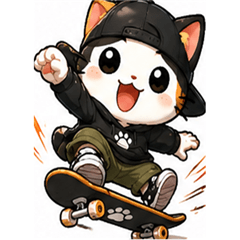 Skater Calico Cat Stickers