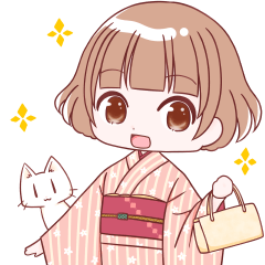 着物の女の子＋猫（基本）