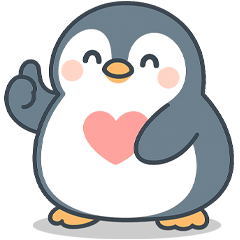 ハートペンギンステッカー