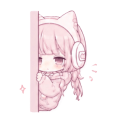 ゲーマー猫耳ピンクヘアの女の子