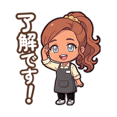 カフェ店員レイちゃんのバイト連絡スタンプ