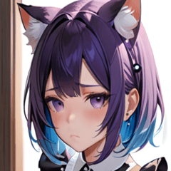 猫耳のグラデーションヘア & 物憂げな表情0